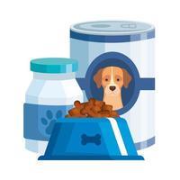 aliments et médecine de bouteille pour icône isolé de chien vecteur