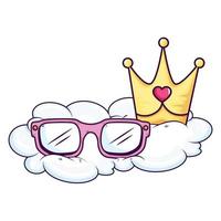 jolies lunettes et couronne en nuage vecteur
