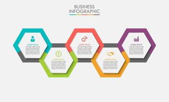 modèle infographique d'affaires moderne de forme hexagonale vecteur