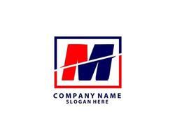 lettre initiale m logo bleu et rouge. style de coupe de formes géométriques isolé sur fond blanc vecteur