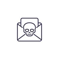 e-mail avec l'icône de ligne de virus, de logiciel malveillant ou de phishing vecteur