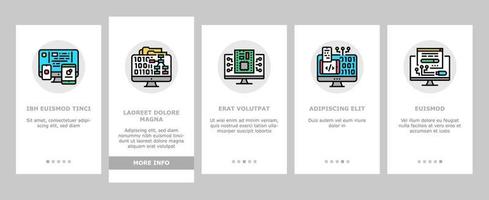 développement de programmes logiciels onboarding icons set vector