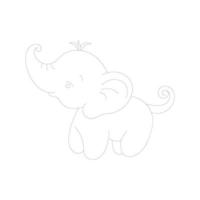 dessin en une ligne d'éléphant avec des pages à colorier vecteur