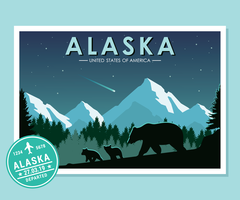 Cartes postales d'Alaska vecteur