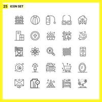 25 jeu d'icônes symboles de ligne simple signe de contour sur fond blanc pour la conception de sites Web applications mobiles et médias d'impression fond vectoriel d'icône noire créative