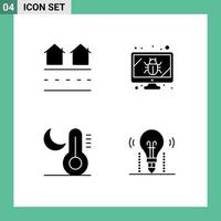 symboles d'icônes universels groupe de 4 glyphes solides modernes du climat immobilier moniteur réel nuit éléments de conception vectoriels modifiables vecteur