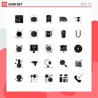 interface mobile glyphe solide ensemble de 25 pictogrammes d'éléments de conception vectorielle modifiables de fichier de stockage de solution de gare vecteur