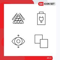 ensemble moderne de 4 couleurs et symboles plats remplis tels que des éléments de conception vectoriels modifiables de clone de charge de pool de mise au point de balle vecteur