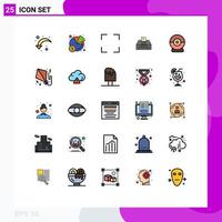 interface mobile ligne remplie couleur plate ensemble de 25 pictogrammes d'éléments de conception vectoriels modifiables d'affaires caméra plein écran webcam cerf-volant vecteur
