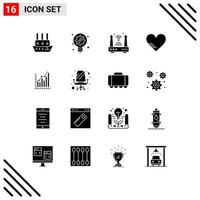 16 icônes créatives signes et symboles modernes de graphique comme internet amour wifi éléments de conception vectoriels modifiables vecteur
