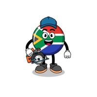 illustration de dessin animé du drapeau de l'afrique du sud en tant que menuisier vecteur