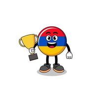 mascotte de dessin animé du drapeau arménien tenant un trophée vecteur
