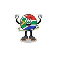 illustration de caractère du drapeau sud-africain jouant au hula hoop vecteur