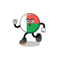 illustration de mascotte de drapeau de madagascar en cours d'exécution vecteur