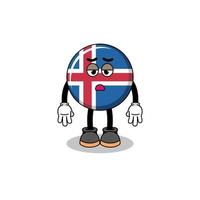 caricature du drapeau de l'islande avec un geste de fatigue vecteur