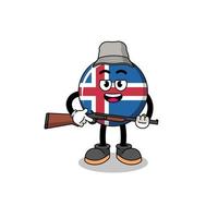 illustration de dessin animé du chasseur de drapeau islandais vecteur
