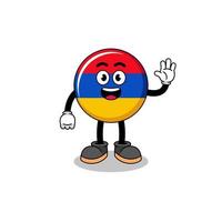 dessin animé drapeau arménie faisant un geste de la main vague vecteur