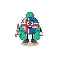 illustration de la mascotte du drapeau islandais en tant que chirurgien vecteur