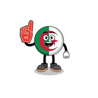 mascotte de dessin animé des fans du drapeau algérien numéro 1 vecteur