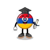 mascotte du drapeau de l'arménie avec pose de remise des diplômes vecteur