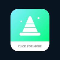bouton d'application mobile de route de construction de cône d'alerte version de glyphe android et ios vecteur