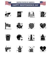 gros pack de 16 usa joyeux jour de l'indépendance usa vecteur glyphes solides et symboles modifiables de la machine à sous pont américaine tourisme modifiable usa day vector design elements