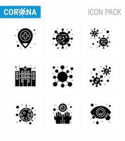25 ensemble d'icônes d'urgence de coronavirus conception bleue telle que la clinique d'antigène de coronavirus de la maladie corona coronavirus viral 2019nov éléments de conception de vecteur de maladie