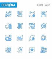 covid19 virus corona prévention de la contamination icône bleue 25 pack tels que les mains de pulvérisation bombe gestes chirurgie coronavirus viral 2019nov éléments de conception de vecteur de maladie