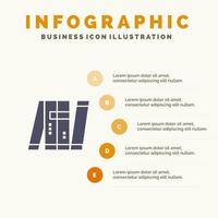 bot autonome artificiel icône solide militaire intelligente infographie 5 étapes fond de présentation vecteur