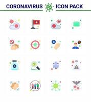 virus corona maladie 16 pack d'icônes de couleur plate sucer comme masque de sécurité restaurant de visage infecté coronavirus viral 2019nov éléments de conception de vecteur de maladie