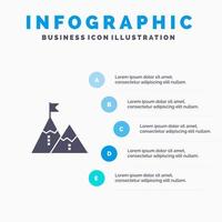 succès réalisation drapeau objectif mission montagne sommet solide icône infographie 5 étapes présentation arrière-plan vecteur