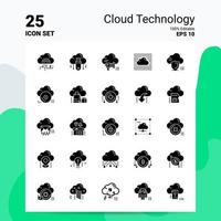 25 jeu d'icônes de technologie cloud 100 fichiers eps modifiables 10 idées de concept de logo d'entreprise conception d'icône de glyphe solide vecteur
