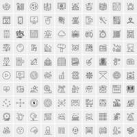 ensemble de 100 icônes de ligne d'activité créative vecteur