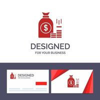 carte de visite créative et modèle de logo argent sac banque finance or épargne richesse illustration vectorielle vecteur