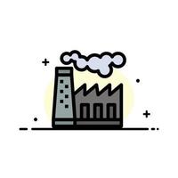 usine pollution production fumée entreprise ligne plate remplie icône vecteur modèle de bannière