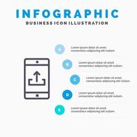 application mobile application mobile icône de ligne de téléchargement de smartphone avec 5 étapes présentation infographie arrière-plan vecteur