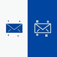message courrier email ligne et glyphe icône solide bannière bleue ligne et glyphe icône solide bannière bleue vecteur