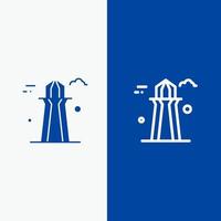 canada co tower construction de la tour du canada ligne et glyphe icône solide bannière bleue ligne et glyphe icône solide bannière bleue vecteur