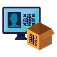 code qr sur boîte et conception de vecteur informatique