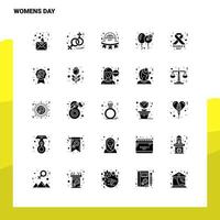 25 icônes de la journée des femmes définies modèle d'illustration vectorielle d'icône de glyphe solide pour des idées web et mobiles pour une entreprise commerciale vecteur