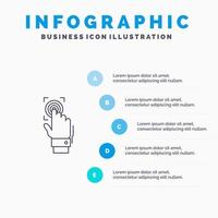 scanner de reconnaissance d'identité d'empreintes digitales icône de ligne de numérisation avec 5 étapes présentation infographie fond vecteur