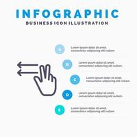 Doigts Geste Gauche Ligne Icône Avec 5 Étapes Présentation Infographie Fond vecteur