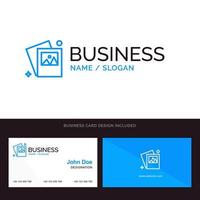 galerie image photo logo d'entreprise bleu et modèle de carte de visite design recto et verso vecteur