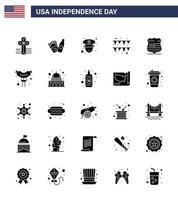 25 signes de glyphes solides pour le jour de l'indépendance des états-unis frankfurter security police usa shield modifiable usa day vector design elements