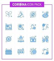 16 icône de vecteur de maladie et de prévention des coronavirus bleus vue médicale recherche de bactéries danger coronavirus viral 2019nov éléments de conception de vecteur de maladie