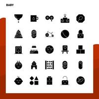 25 jeu d'icônes de bébé modèle d'illustration vectorielle d'icône de glyphe solide pour des idées web et mobiles pour une entreprise vecteur