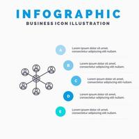 icône de ligne de groupe social internet wlan avec fond d'infographie de présentation en 5 étapes vecteur