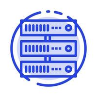réseau de stockage de données informatiques icône de ligne en pointillé bleu vecteur