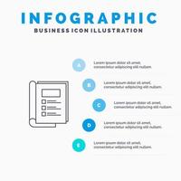 icône de ligne de rapport de mise en page de livre avec 5 étapes présentation infographie arrière-plan vecteur