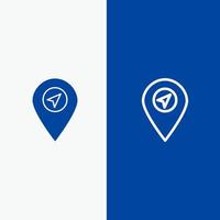 carte de localisation pointeur ligne et glyphe icône solide bannière bleue ligne et glyphe icône solide bannière bleue vecteur